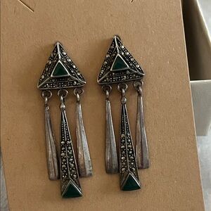 .925 Chrysaphrase marcasite Dangle Earrings
